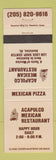 Matchbook Cover - Acapulco Mexican Restaurant Anniston AL