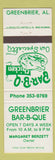 Matchbook Cover - Greenbrier BBQ AL