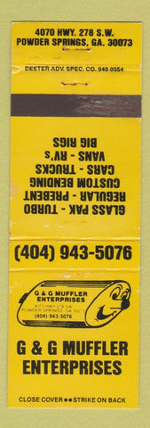 Matchbook Cover - G&G Muffler Enterprises Powder Springs GA WEAR