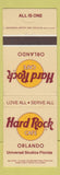 Matchbook Cover - Hard Rock Cafe Orlando FL Universal Studios Florida