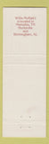 Matchbook Cover - Willie Moffatt's Memphis TN Huntsville Birmingham AL WEAR