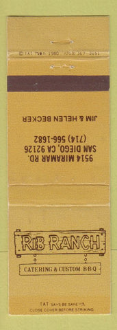 Matchbook Cover - Rib Ranch BBQ San Diego CA