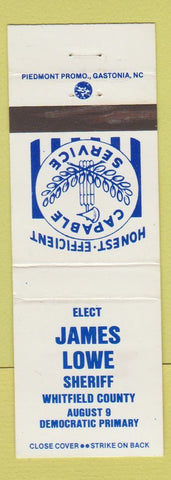 Matchbook Cover - James Lowe Sheriff  Election Whitfield County GA