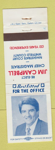 Matchbook Cover - Jim Campbell Chief Manager Whitfield County GA