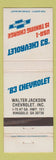 Matchbook Cover - 1983 Chevrolet Walter Jackson Ringgold GA