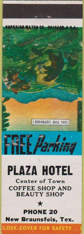 Matchbook Cover - Plaza Hotel New Braunsfels TX