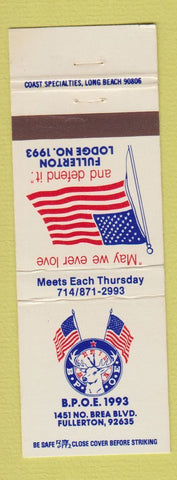 Matchbook Cover - Elks Lodge Fullerton CA