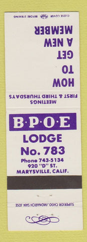 Matchbook Cover - Elks Lodge Marysville CA