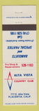 Matchbook Cover - Alta Vista Country Club Placentia CA