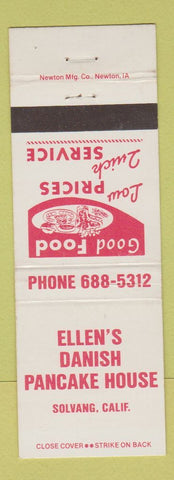 Matchbook Cover - Ellen's Danish Pancake House Solvang CA