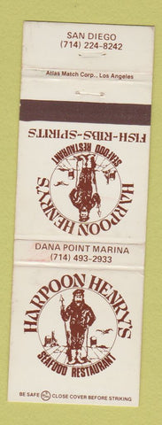 Matchbook Cover - Harpoon Henry's Seafood San Diego CA