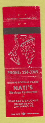 Matchbook Cover - Nati's Mexican Restaurant San Diego CA WORN RED