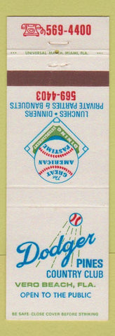 Matchbook Cover - Dodgers Pines Country Club Vero Beach FL baseball