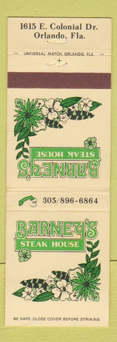 Matchbook Cover - Barney's Steak House Orlando FL