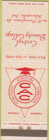 Matchbook Cover - Central Beauty College Indianapolis IN