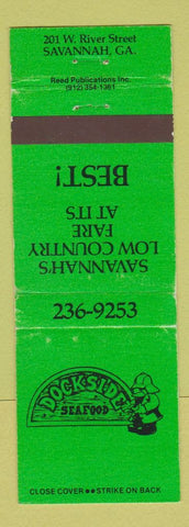 Matchbook Cover - Dockside Seafood Savannah GA WEAR GREEN