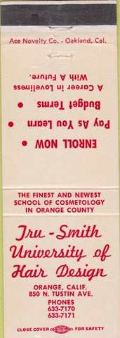 Matchbook Cover - Tru Smith University of Hair Design Orange CA