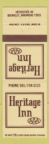 Matchbook Cover - Heritage Inn Brinkley AR