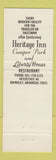 Matchbook Cover - Heritage Inn Brinkley AR