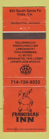 Matchbook Cover - Franciscan Inn Vista CA