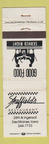 Matchbook Cover - Sheffield's Restaurant Des Moines IA WEAR
