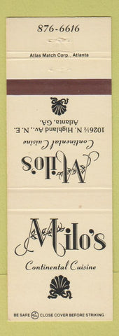 Matchbook Cover - Milo's Restaurant Atlanta GA