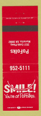 Matchbook Cover - Po Folks Restaurant Marietta GA RED