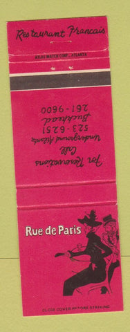 Matchbook Cover - Rue De Paris Atlanta GA Buckhead
