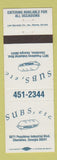 Matchbook Cover - Subs Etc Chamblee GA