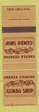 Matchbook Cover - Creole Cuisine Gumbo Shop New Orleans LA