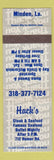 Matchbook Cover - Hack's Steak Seafood Minden LA