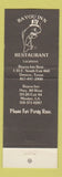Matchbook Cover - Bayou Inn Restaurant Denton TX Minden LA