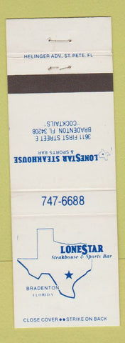Matchbook Cover - Lonestar Steak House Sports Bar Bradenton FL