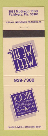 Matchbook Cover - Tootie McGregor's Seafood Restaurant Fort Myers FL