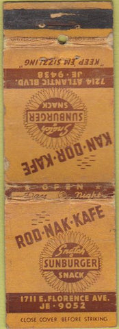 Matchbook Cover - Kan Dor Kafe Hamburgers WORN Los Angeles?