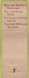 Matchbook Cover - Kan Dor Kafe Hamburgers WORN Los Angeles?