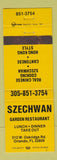 Matchbook Cover - Szechwan Garden Restaurant Orlando FL