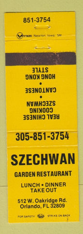 Matchbook Cover - Szechwan Garden Restaurant Orlando FL