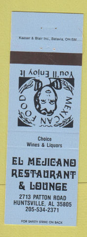 Matchbook Cover - El Mejicano Mexican  Restaurant Huntsville AL girlie BLUE