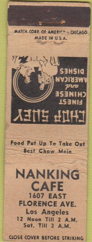 Matchbook Cover - Nanking Cafe Los Angeles CA Chinese WEAR