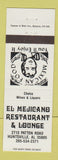 Matchbook Cover - El Mejicano Mexican  Restaurant Huntsville AL girlie WHITE