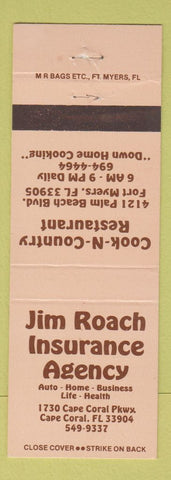 Matchbook Cover - Jim Roach Insurance Agency Cape Coral FL