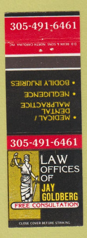 Matchbook Cover - Law Offices of Jay Goldberg Fort Lauderdale FL