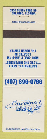 Matchbook Cover - Carolina BBQ Orlando FL