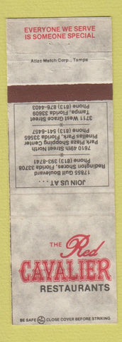 Matchbook Cover Red Cavalier Restaurant Tampa Pinellas Park Redington Shores FL