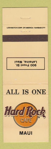 Matchbook Cover - Hard Rock Cafe Maui Hawaii Lahaina
