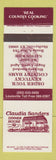 Matchbook Cover - Claudia Sanders Dinner House Kentucky Hams Shelbyville KY