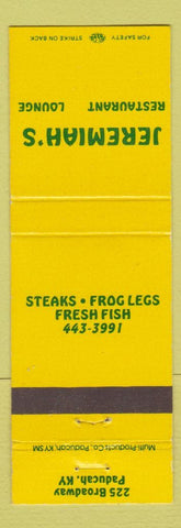Matchbook Cover - Jeremiah's Restaurant Paducah KY