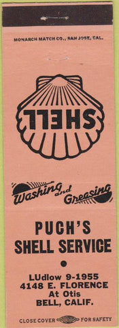 Matchbook Cover - Puch's Shell oil gas Bell CA