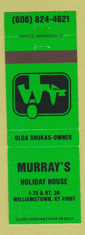 Matchbook Cover - Murray's Holiday House Williamstown KY GREEN